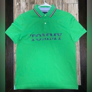 Tommy Hilfiger Mens Polo Shirt Custom Fit Short Sleeve Green Size Large